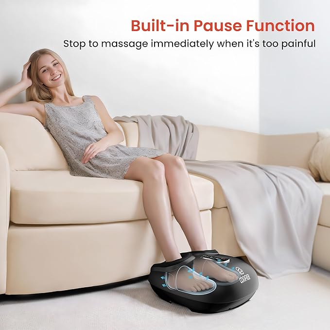 COMFIER Shiatsu Foot Massager with Heat, Compression Kneading Rolling,Vibration, Remote Control,Pause Function,Feet Massage for Neuropathy,Plantar Fasciitis,Home,Office,Gifts for Dad, Mom, Presents