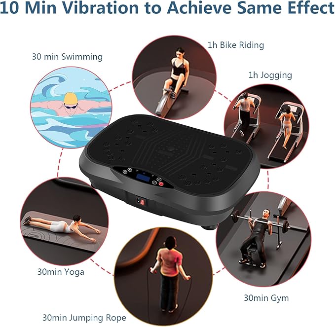 Vibration Plate Exercise Machine - Full Body Workout Vibration Platform with Loop Bands & Remote Control for Home Fitness & Weight Loss & Muscle Toning