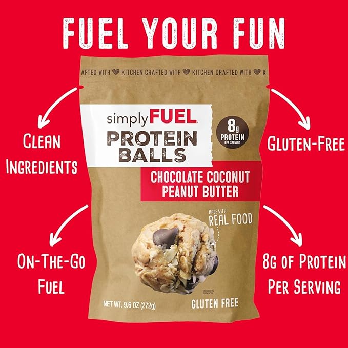 simplyFUEL Protein Ball Variety Pack - Whole Food Balls with Probiotics - 8g Protein Snack - Gluten Free Energy Balls (2 Packs)
