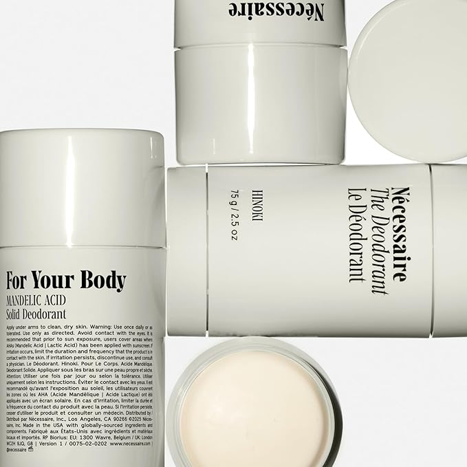 Nécessaire The Deodorant Hinoki | Natural Aluminum Free Deodorant For Women & Men. Extra Strength Treatment with Mandelic Acid. Free of Baking Soda, Ozokerite & Parabens (75 g/2.5 oz)