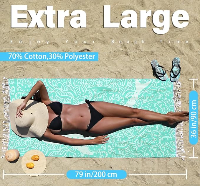 Thin Turkish Beach Towel Lightweight Quick Dry Absorbent Cotton Bathroom Bath Pool Swim Towels Extra Large Oversized Sand Free Beach Accessories Essentials Cloud Gifts for Adult