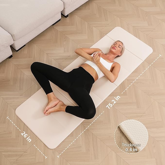 Foldable Yoga Mat - 10mm Extra Thick, 75"26" Non-Slip Exercise Fitness Mat | SGS Eco-Certified, Portable for Yoga/Pilates/Studio/Home Workout