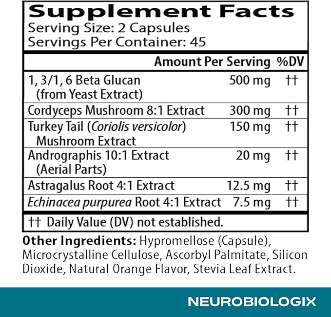 Immune Restore+ - Contains Beta Glucan 1,3/1,6 Complex & Herbal Extracts for Immune Support - Supports T-Cell & Macrophage Activity - With Cordyceps, Astragalus, Turkey Tail & Echinacea - 90 Capsules