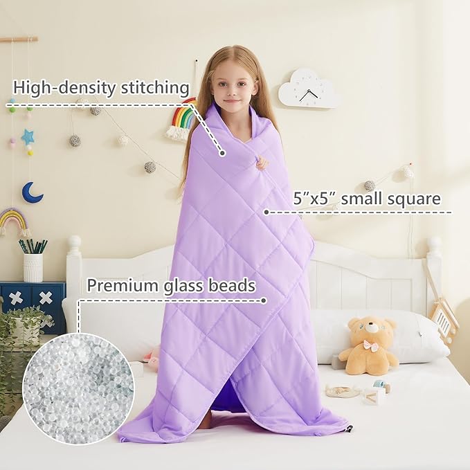 L'AGRATY Weighted Blanket - 36"x48" 5lbs Microfiber Material with Glass Beads Small Blanket for All-Season Summer Fall Winter Soft Thick