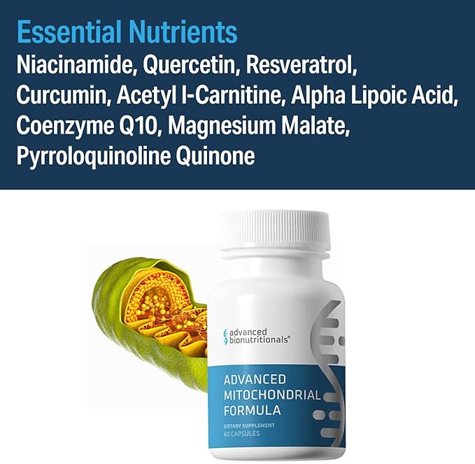 Advanced Bionutritionals – Advanced Mitochondrial Formula Support Supplement, Healthy Aging, Repair, Energy Optimizer with CoQ10, PQQ, Alpha Lipoic Acid, Gluten Free, Vegan, Non GMO (60 Tablets)
