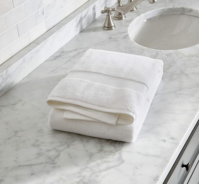 Delara 100% Organic Cotton Towels 650 GSM Plush Feather Touch Quick Dry Bath Towel, GOTS Certified, Oeko-Tex Green Certified, Organic Cotton Bath Towels, White, 1 Piece Bath Towel, 30"X58"