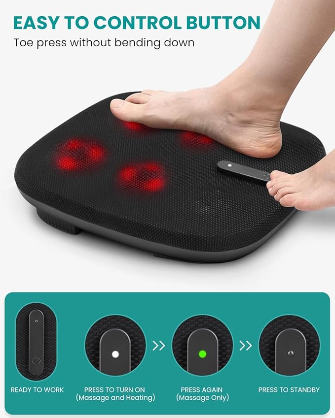 Shiatsu Foot Massager with Heat, Nekteck Electric Kneading Feet Massage Machine for Circulation and Neuropathy Plantar Fasciitis Pain Relief, Home Office Use, Gifts for Women Men Mom Dad Birthday Gift