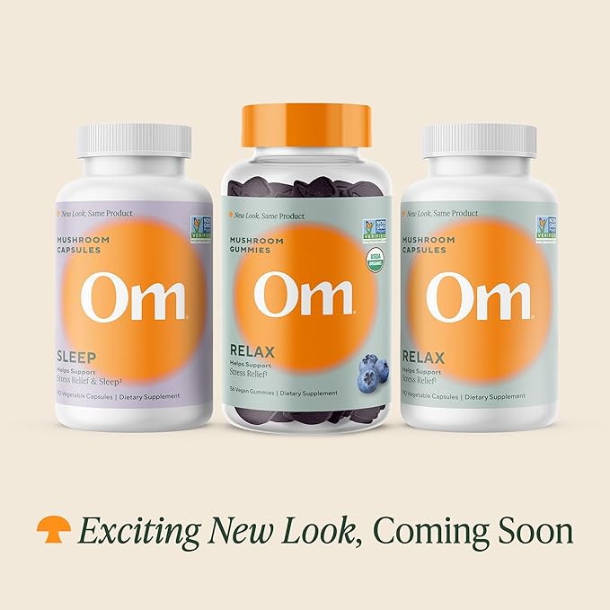OM Mushroom Superfood Relax Mushroom Capsules, 90 Count, 30 Days, Reishi Mushrooms, Ashwagandha, GABA, L-Theanine, Magnesium, Adaptogens for Stress Support (Formerly Gently Zen, Packaging May Vary)