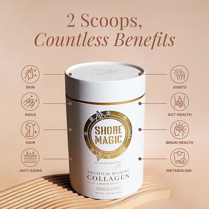 Premium Marine Collagen Powder Types I-IV | Wild Fish-Sourced, Hydrolyzed, Unflavored & Odorless | 9g Protein Per Serving – Supports Skin, Hair, Nails, Joints & Bones | 4-Month Supply
