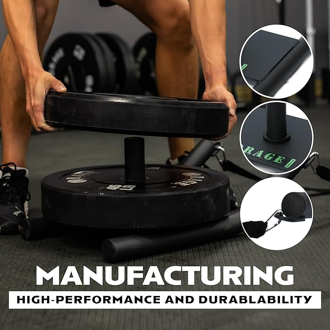 R2 Weight Training Pull Sled with Harness. 90 LBS Capacity & 6.5 Feet Strap. Power Speed Sled Ideal for Endurance and Weight Training. Compatible with Bumper Plates (Black)