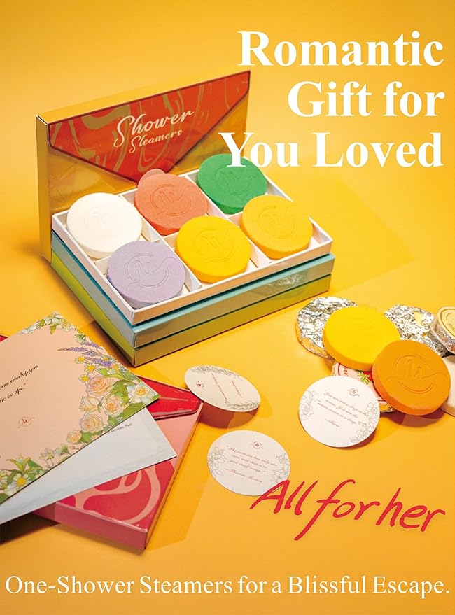 Shower Steamers Aromatherapy - Valentine's Day Gifts for Women, 6 pcs Peppermint Self Care Bath Bombs with Natural Essential Oils, Relaxation Spa Gifts for Teen Girl&Mom&Sister&Bridesmand&Friend, Pink