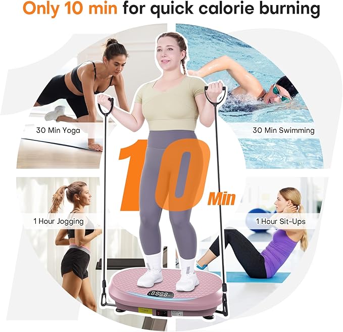 Curved Vibration Plate Exercise Machine, XL Vibration Plate 400 lbs Capacity with 9 Auto Modes and 120 Adjustable Speeds, Whole Body Vibration Plate Machine for Home Women Men