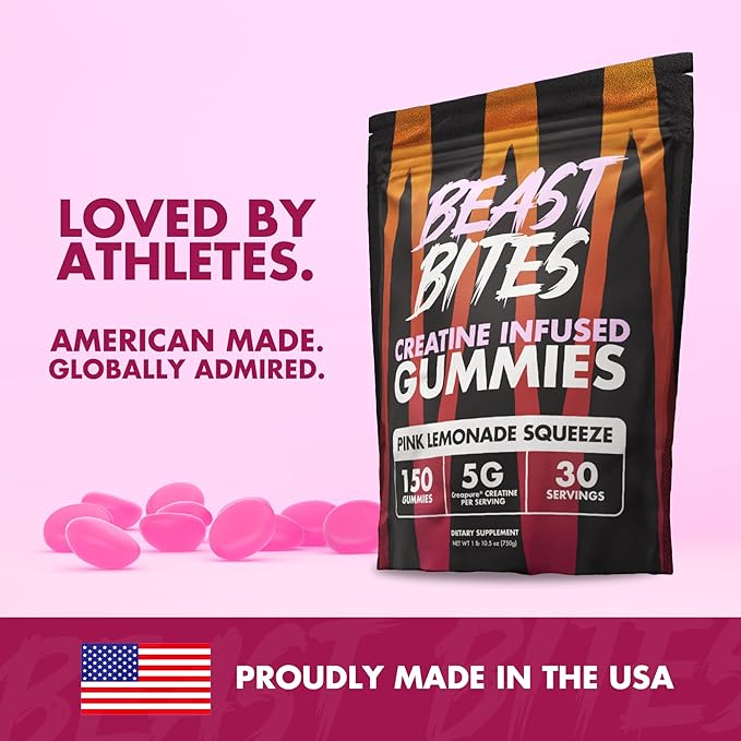 BEAST BITES - Creatine Infused Gummies - 5g Creapure Creatine Monohydrate Per Serving - NSF Certified for Sport - 30 Servings