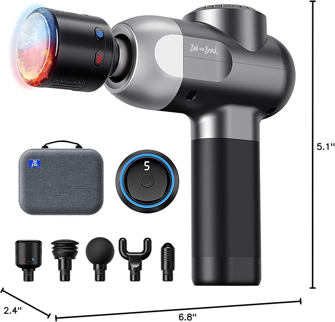 BOB AND BRAD C2 Pro Massage Gun with Heat and Cold Therapy, Mini Massager Gun Deep Tissue, Heated Professional Electric Back Massager for Athletes, Handheld Massager