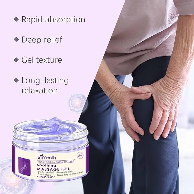 Soothing Relief Massage Gel, Joint Gel Purple Gel Soothes for Knees, Lumbar, Neck, Hands,Feet and Joint Activities Throughout.(100g)