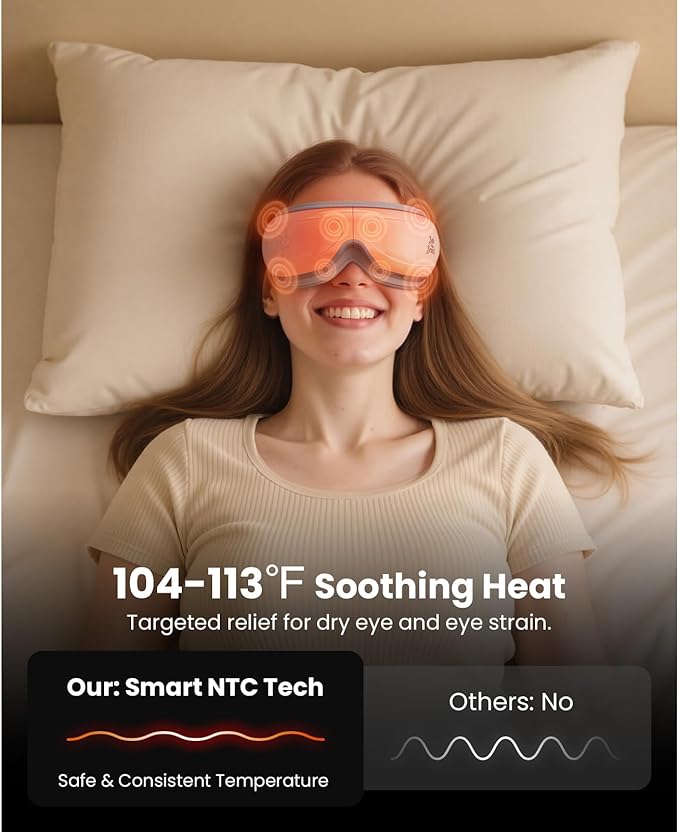 BOB AND BRAD Eye Massager FSA Eligible/HSA Eligible, EyeOasis 2 Heated Eye Mask for Migraines with Music, Smart Migraine Massager Reduce Dry Eyes Improve Sleep, Birthday Gifts for Women Men Mom Dad