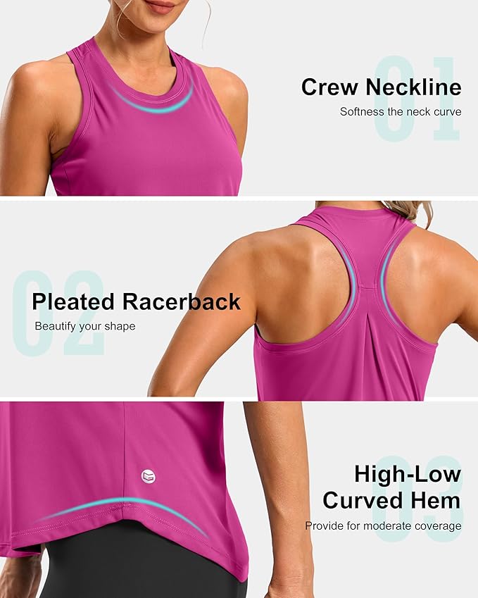 G Gradual Women's Workout Tank Tops Racerback Athletic Yoga Tops Loose Fit Sleeveless Running Gym Sports Shirts for Women