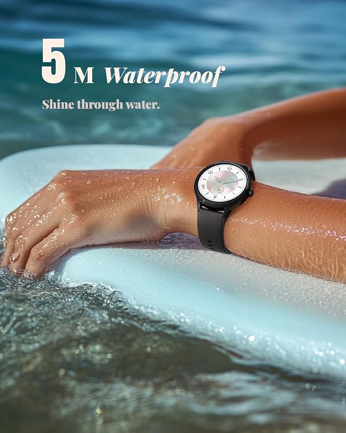 TOOBUR Smart Watch for Women, Smartwatch Compatible Android and iOS Phone, Answer/Make Calls, Fitness Tracker/Step Counter/Running Watch, Sleep/Heart Rate Monitor, 100 Sports, IP68 Waterproof, Black