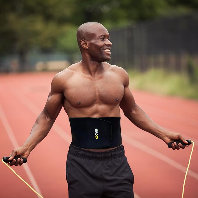 Bracoo Waist Trimmer Wrap,Sweat Sauna Slim Belly Belt for Men & Women-Abdominal Waist Trainer,Increased Core Stability, SE22