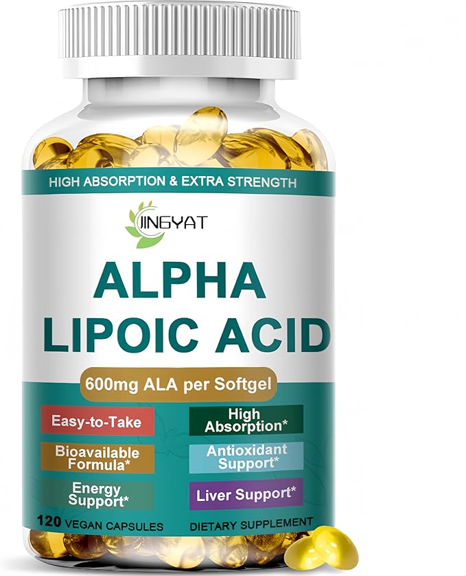 Alpha Lipoic Acid 600mg - High Absorption ALA Supplement Antioxidant for Nerve, Energy, Metabolism & Liver Detox Support - Extra Strength Alpha Lipoic Acid Softgels - Non-GMO, 120 Vegan Capsules
