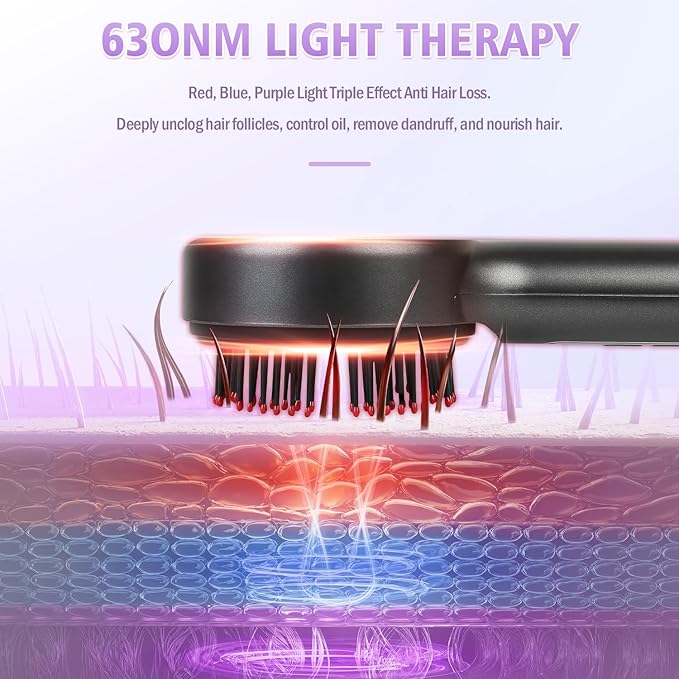 Electric Scalp Massager, 3-in-1 Hair Oil Applicator & IPX7 Waterproof Scalp Brush, Cordless, Portable Head Massager for Home & Travel, Red