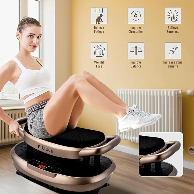 EILISON FITABS 3D Vibration Plate Exercise Machine with Seat - Ocsillation, Pulsation + Vibration Platform, Push Up | Vibration Machine for Lymphatic Drainage, Weight Loss, Recovery