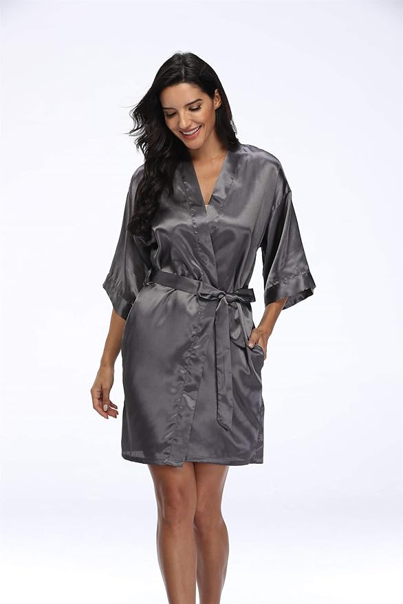 Women's Pure Short Silky Robes Bridesmaid Bride Party Satin Robes Sleepwear
