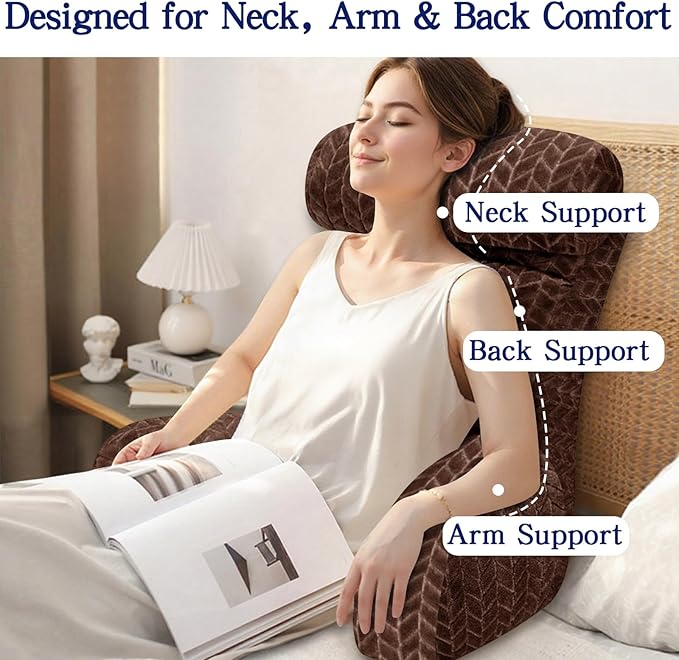 Back Pillow for Bed Sitting Up, Reading Pillow, Extra Large Arm Pillows for Adults for Back Support,Bed Pillow for Sitting up for Watching TV/Gaming/Relaxing
