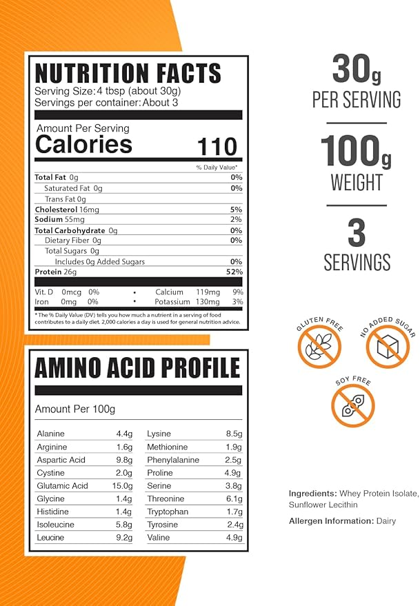 BulkSupplements.com Hydrolyzed Whey Protein Isolate Powder - Whey Isolate Protein - Unflavored & Gluten Free, 30g per Serving, 100g (3.5 oz) (Pack of 1)
