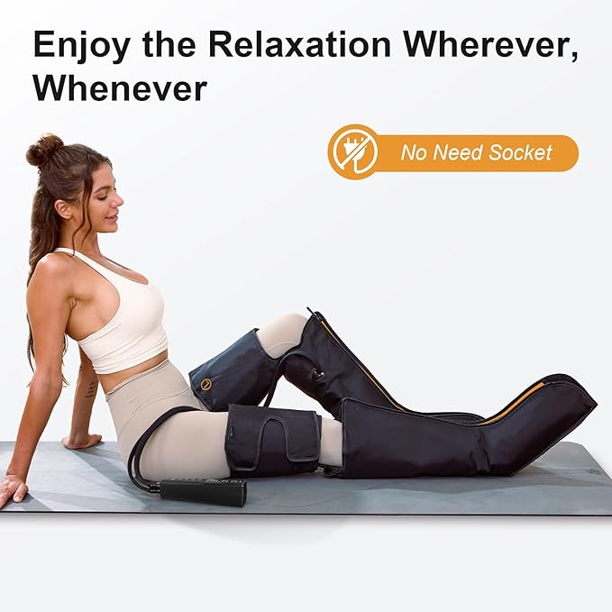 QUINEAR Advanced Cordless Full Leg Air Compression Massage, Leg and Foot Massager with Wireless Remote, Foot Calf & Thigh Massager for Swollen Legs, Rechargeable & Portable for All-Day Relief
