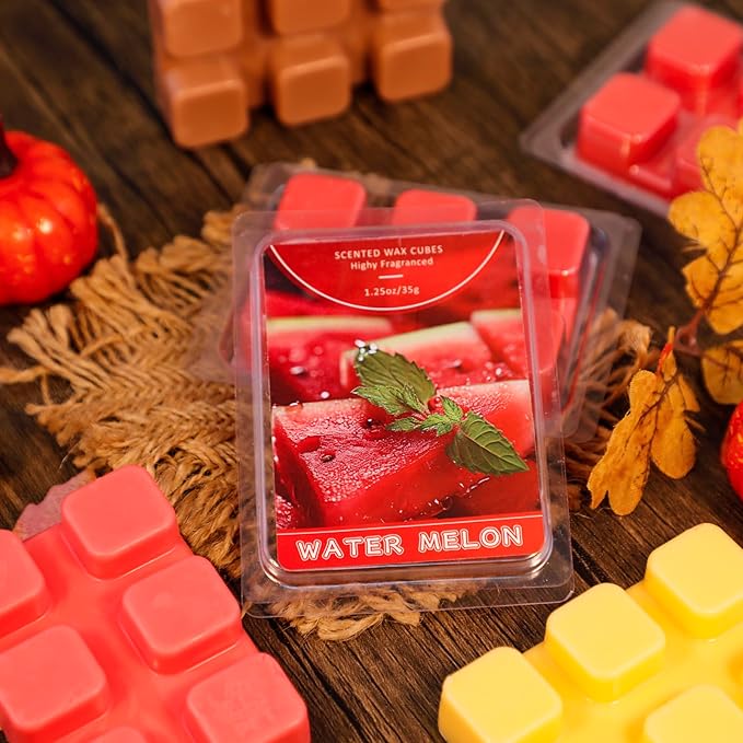 SCENTORINI Wax Melts, Watermelon Scented Wax Melts, Soy Wax Cubes 4 Pack, Long-Lasting, for Wax Warmers, Candle Making, Christmas