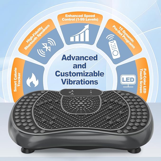 Vibration Plate Exercise Machine for Weight Loss – 100-Speed Platform with Bluetooth Speaker, Remote & Bands, 450 lbs Capacity – Quiet Full Body Workout for Lymphatic Drainage at Home
