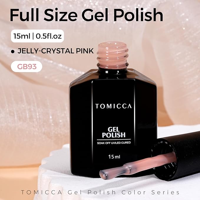 TOMICCA Gel Nail Polish - Jelly Light Pink, Quick Dry, Soak Off U V Jelly Nail Art Neutral Manicure