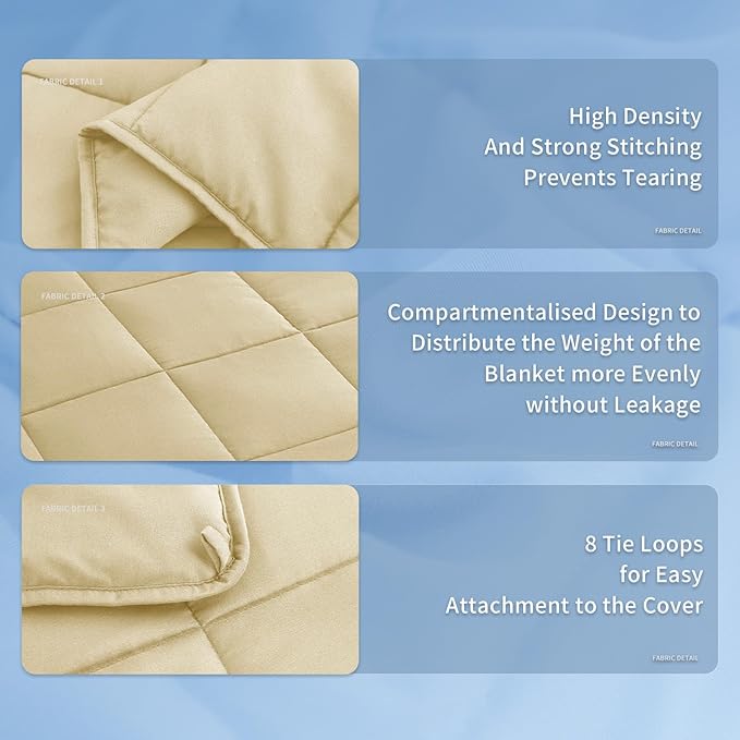 Topcee Weighted Blanket for Adults (15 lbs, 60" x 80") Queen Size Soft Cooling Heavy Blanket Sleeping, Apply to 130-160 lbs Body, Thick Breathable Blanket with Glass Bead, Easy Care
