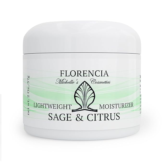 Florencia Sage & Citrus Lightweight Moisturizer - Oil-Free Hydrating Face Cream for Sensitive, Oily, Acne-Prone Skin - Plant-Based, Fast-Absorbing Moisturizer for Combination Skin