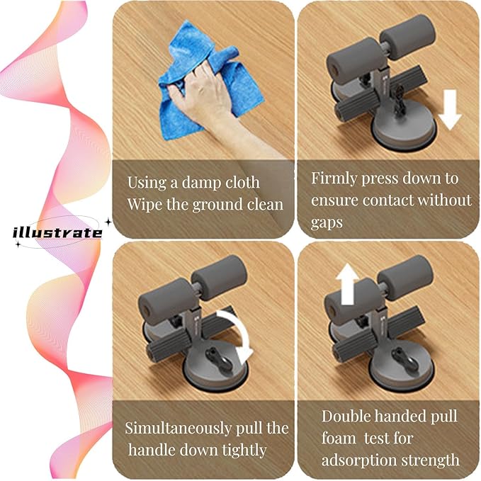 abs master sit up bar,sit ups foot holder with Elastic 2 Suction Cups and Pull Rope Portable Sit Up Assistant Device for Home Workout