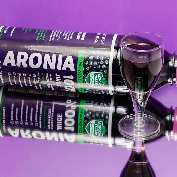 Akronia Valley 100% Aronia Berry Juice | 16 Fl Oz (Pack of 6) One Month Supply | Gluten Free Superfood Juice Drink
