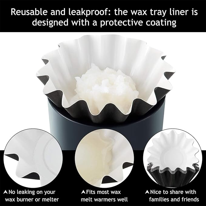 Boao Wax Melt Liners Reusable Wax Warmer Containers Leakproof Cups for Scented Candle, Paper Holders for Electric Pluggable Melter and Burner(Black,100 Pieces)