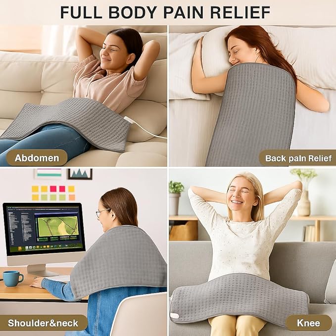Extra Large Heating Pad for Back Pain Relief, 10 Heat Setting & 3 Auto-Off Timers, 20x40 Electric Heating Pad for Shoulders, Neck, Cramps, Menstrual Pain, Machine Washable, Gifts for Women Men