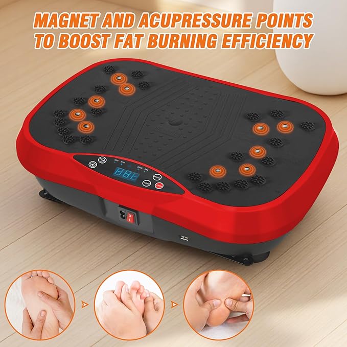 ALSO GO Vibration Plate Exercise Machine, 3 Workout Modes & 120-Level Vibration Platform for Weight Loss/Lymphatic Drainage, 400lbs Capacity Vibration Board with Resistance Bands for Full Body Workout