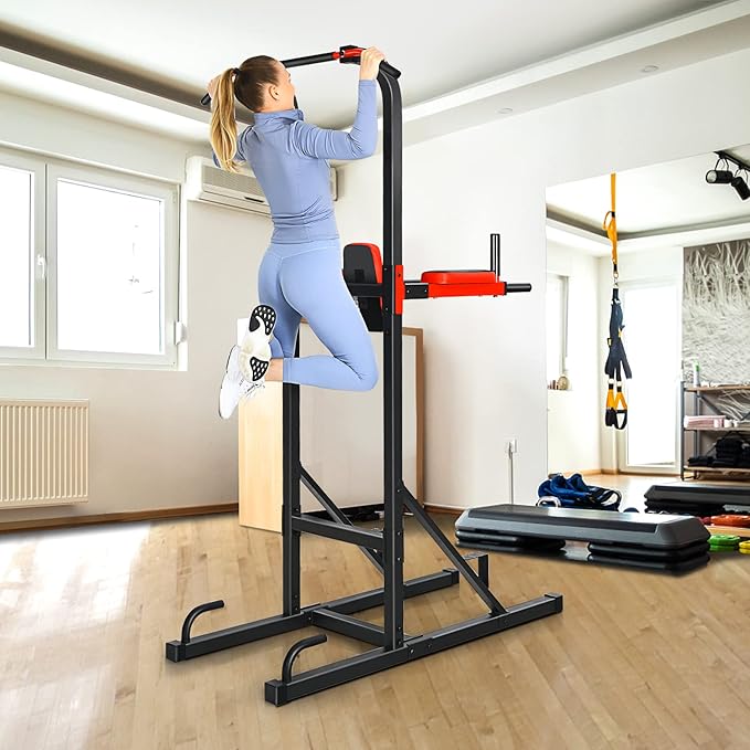 Goplus Power Tower Pull Up Bar Dip Station, Multi-function Dip Bars Stand Workout Equipment for Full-body Home Gym Fitness Exercise Strength Training