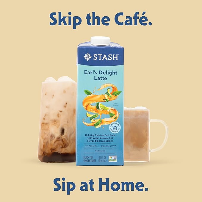 STASH Earl's Delight Latte - Dairy Free Plant Based Black Tea Concentrate - Caffeinated - 32 fl oz, 5 Servings