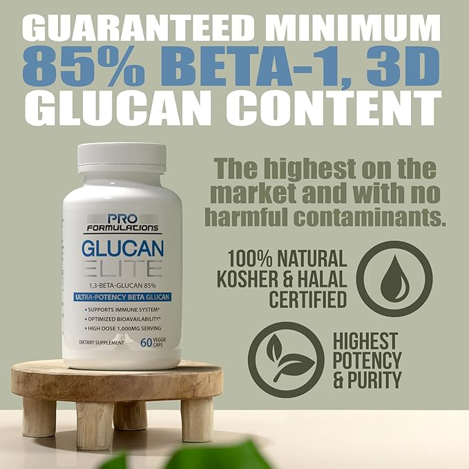 Pro Formulations MD Glucan Elite - Beta 1-3D Glucan - 60 vcaps - Ultra-Potency Beta Glucan - Highest Bioavailability with BGF-Immune - Immune System Support