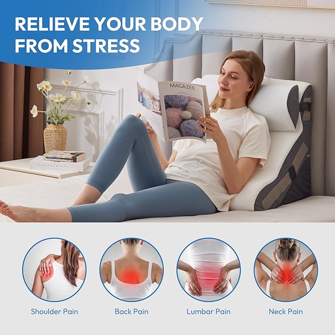 3PCS Wedge Pillow Set for After Surgery, Back Pillow for Bed Sitting up, 6-in-1 Foam Wedge Pillow for Acid Reflux & Back Pain Relief, Post Surgery Pillow for GERD & Snoring, White