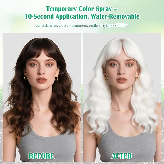 White Hair Spray Color Temporary Hair Color Spray for Kids Women Men, Washable Temporary White Hair Dye Paint, Hair Color Wax Hairspray for Halloween Cosplay Festival Party Costume Makeup DIY, 4.06 oz