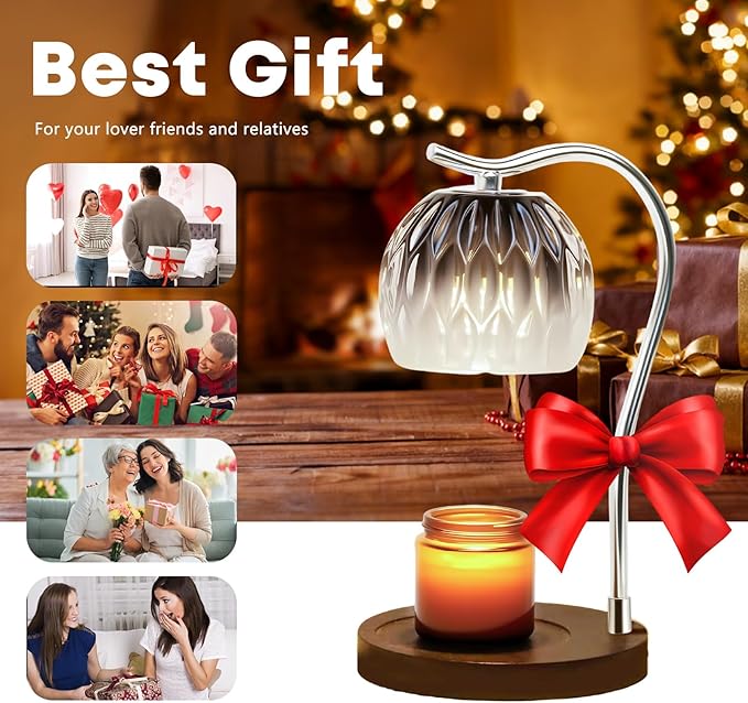 GEEZO Fragrance Candle Warmer Lamp,Electric Candle Warmer with Timer & Dimmer,Mom Christmas Birthday Gifts for Women, House Warming Gifts New Home Bedroom Decor