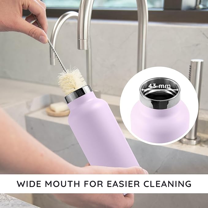 Bambaw Insulated Water Bottle 16 oz, Lavender Water Bottle Stainless Steel, Metal Water Bottle for Travel, Hot Water Bottle, Stainless Steel Water Bottle – Lavender Haze
