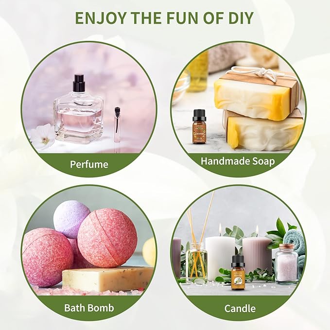 Sedbuwza Vanilla Coconut Essential Oil Set, Vanilla Fragrance Oil Coconut Scent Oil Set for Diffuser, Aromatherapy, Massage, Soap, Candle Making 2 x 10 ml