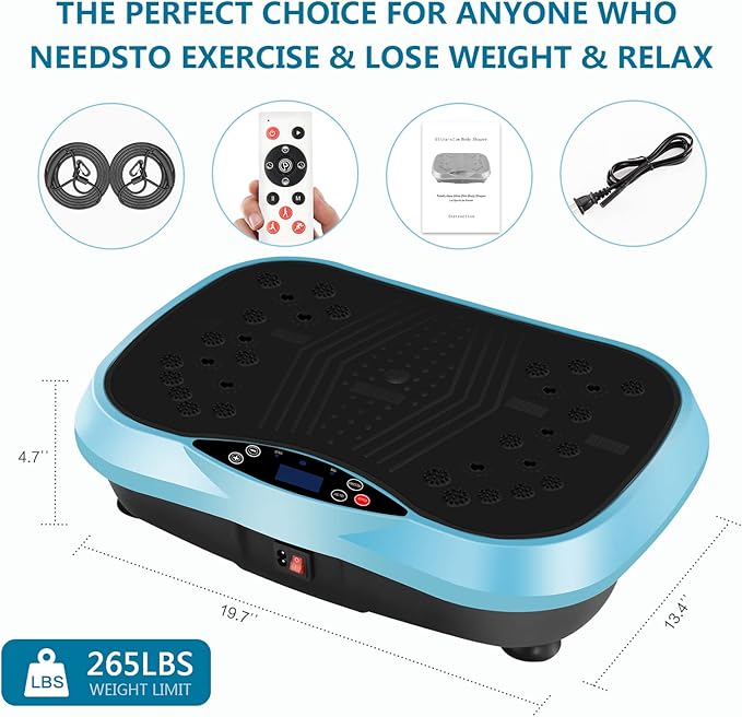 Vibration Plate Exercise Machine - Full Body Workout Vibration Platform with Loop Bands & Remote Control for Home Fitness & Weight Loss & Muscle Toning