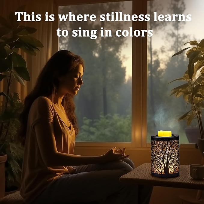 Fragrance Electric Wax Melts Warmer with 7 Colors LED Changing Light Metal Tree Scent Oil Candle Burner for Home Decor